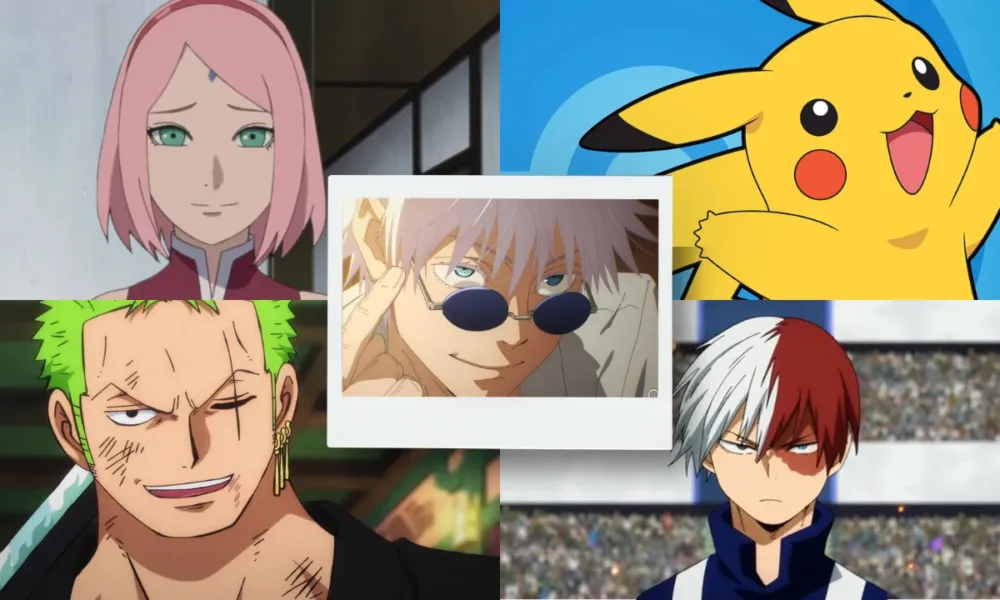5 personagens associados a uma cor