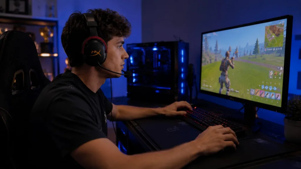 Homem jogando videogame