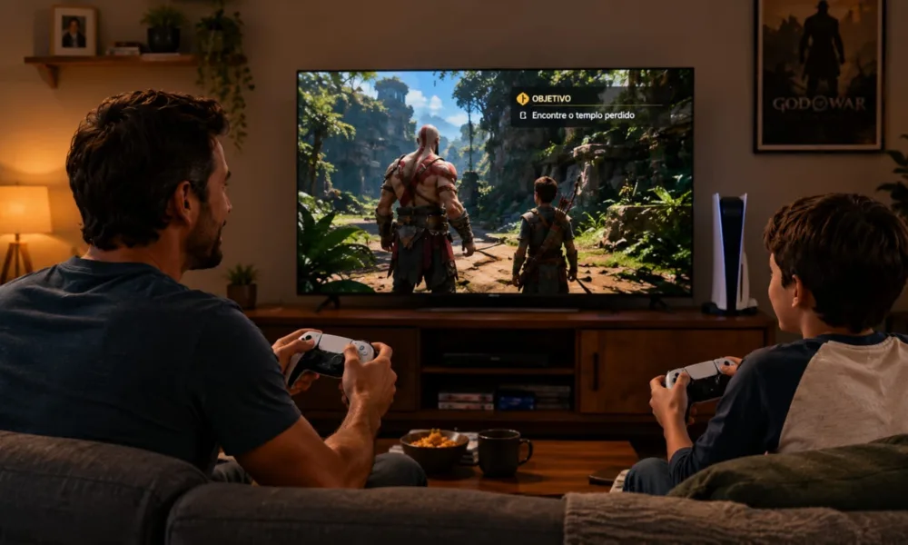 Homem jogando videogame