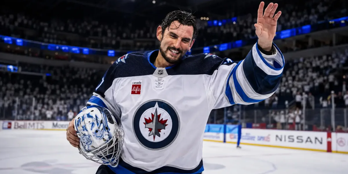 Connor Hellebuyck Pede Para Deixar os Jets e Expõe Decisão Antes da Nova Temporada da NHL Connor Hellebuyck Jets NHL 02