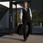 Imagem promocional da série O Mentalista com o ator Simon Baker que dá vida ao personagem principal o consultor Patrick Jane