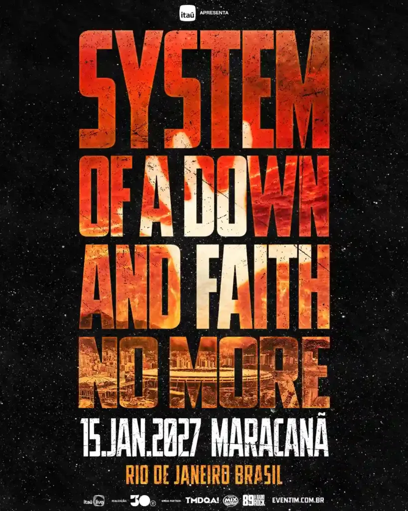 System Of A Down e Faith No More Farão Show Único no Maracanã; Confira os Preços 1 System of a Down e Faith No More
