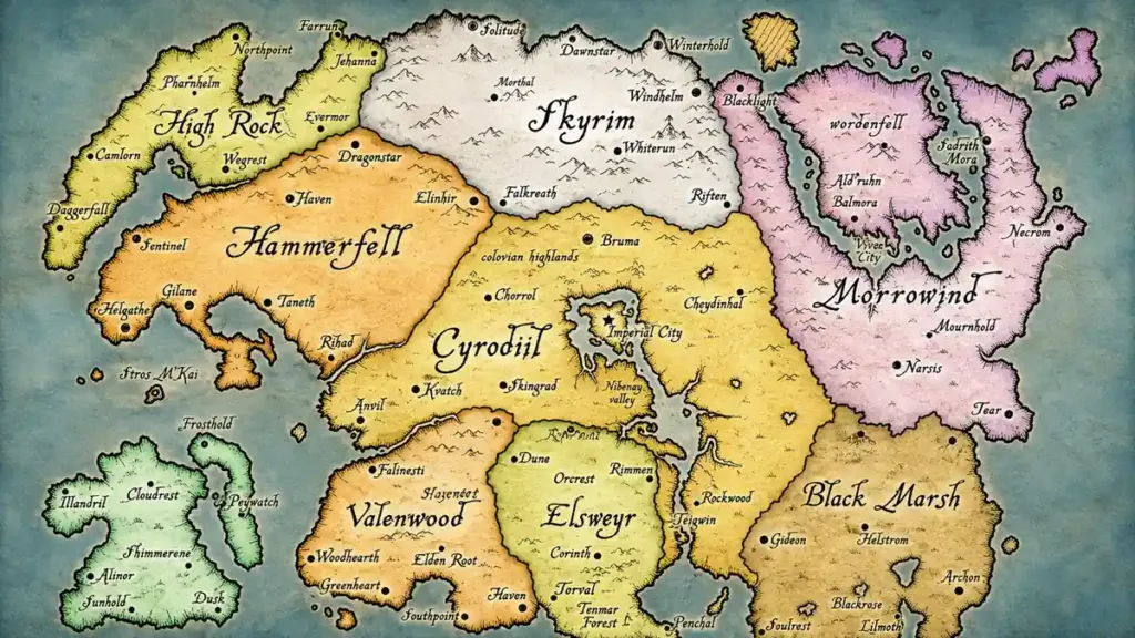 Tamriel Mapa The Elder Scrolls
