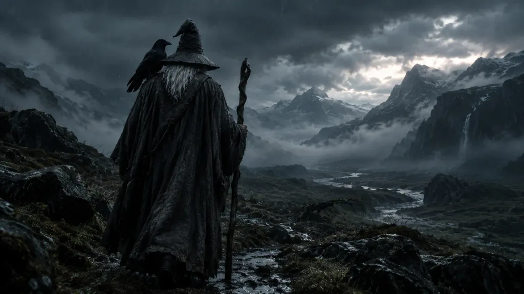 Ragnar Lothbrok em Vikings | Quem é o Personagem Que se Tornou o Símbolo da Série? 7 Odin, o Pai de Todos caminhando por um fiorde