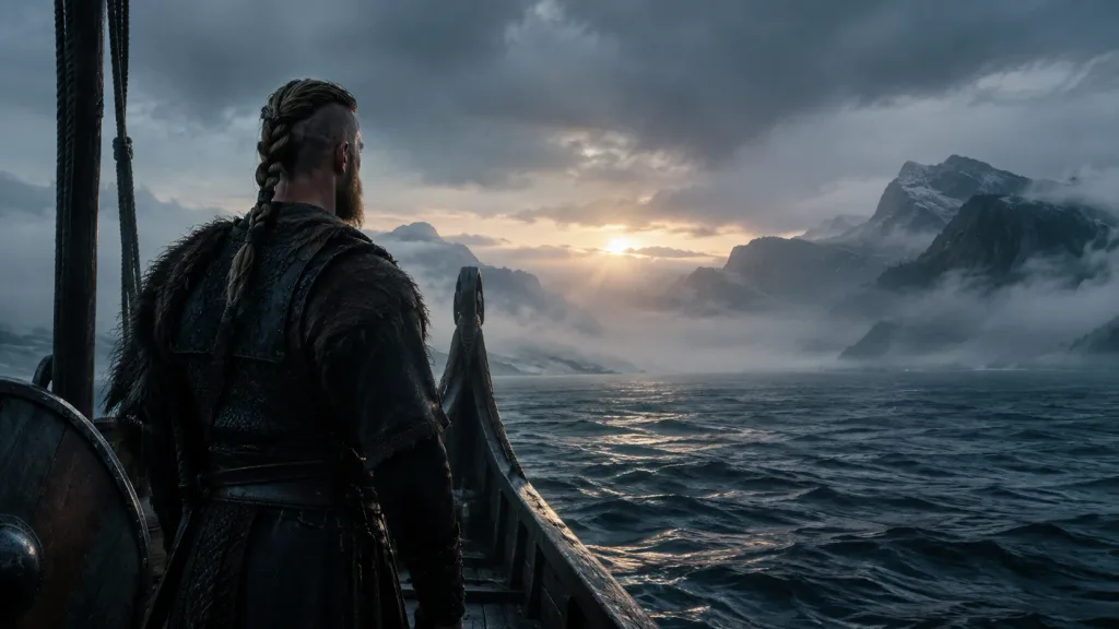 Ragnar Lothbrok em Vikings | Quem é o Personagem Que se Tornou o Símbolo da Série? 11 Ragnar navegando em um barco viking