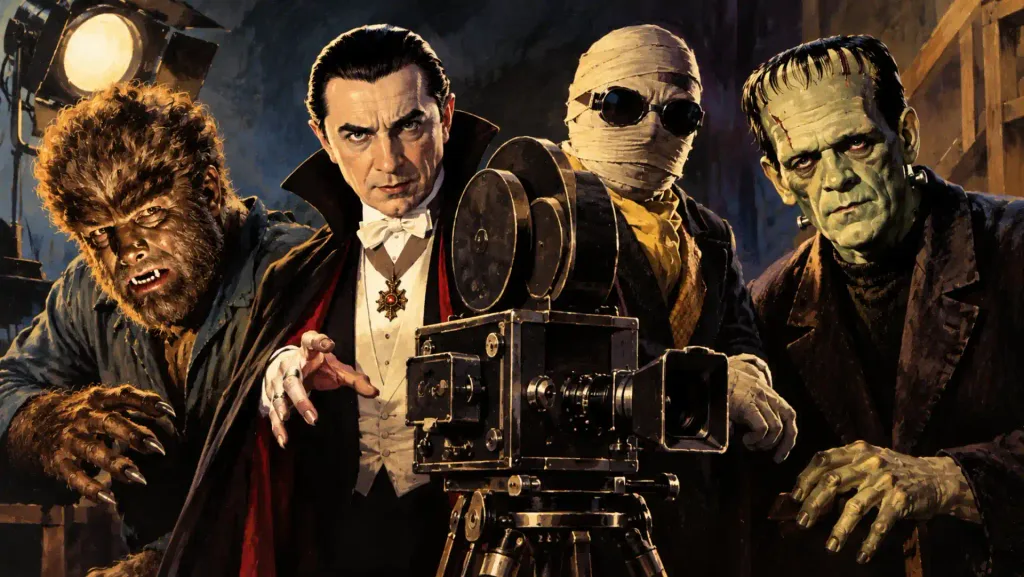 Os Espelhos da Noite | A Condição Humana dos Monstros da Universal 10 Monstros da Universal reunidos diante do cinema