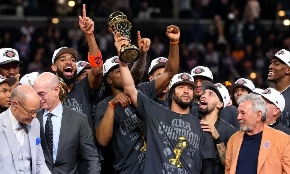 Knicks comemorando o titulo